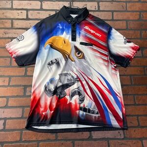 Snap-on Men's XL Bald Eagle‎ Tools American Flag Polo 100th Anniversary